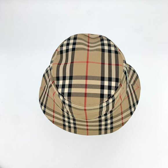 Burberry Classic Checkered Cotton Fishermans Hat Brown Casual Style Brim 6cm Cir - Picture 6 of 9